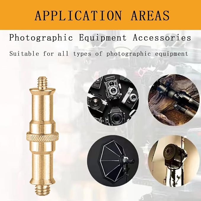 KuuGuu 4 PCS Standard 1/4 to 3/8 inch Metal Convertor Threaded Screw Tripod Adapter Spigot Stud for Flash Holder, Studio Light Stand, Ball Head (Copper) - Image 7