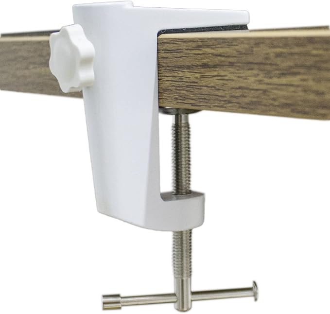 Replacement Heavy Duty C Clamp for 1/2” Base Magnifying Lamp,Desk Lamp,Swing Arm Lamp,Phone I pad Mount,Tablet Mic Holder,Table Mount Clamp for Microphone Stand Mic Boom Arm (ALU White) by MeetRade