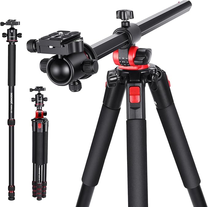 NEEWER 79 inch Camera Tripod Monopod with Center Column and Ball Head Aluminum, Arca Type QR Plate, Bag, Horizontal Tripod Overhead Camera Mount for DSLR Camera, Video Camcorder, Max Load: 33lb by Neewer