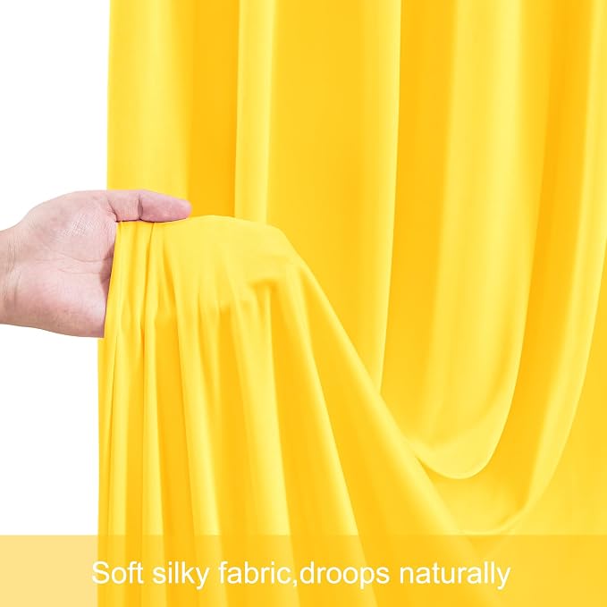 10 Panels Yellow Backdrop Curtains for Wedding Party Wrinkle Free Backdrops Curtain Drapes Fabric Decorations Photo Back Drop Cloth for Baby Shower Photography Stage Reception 50ft(W) x 12ft(H) - Image 7