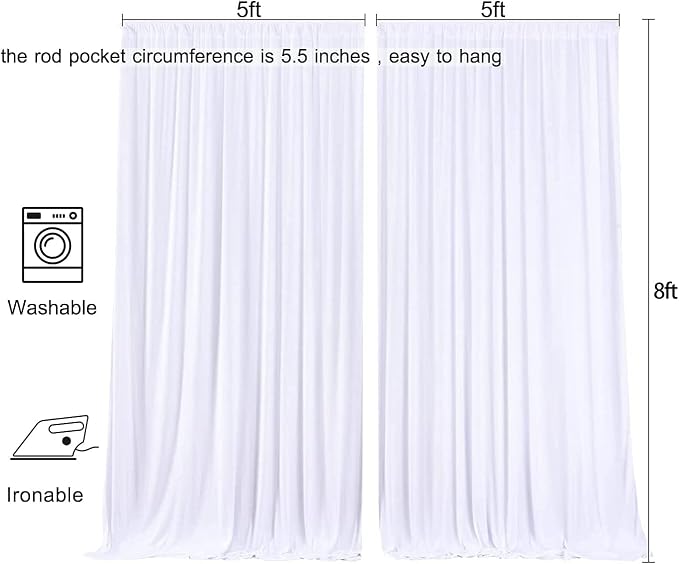 Wrinkle Free White Backdrop Curtain for Parties, Polyester Photo Backdrop Drapes for Weddings Birthday Photography Background Parties Baby Shower, 10ft x 8ft - Image 6