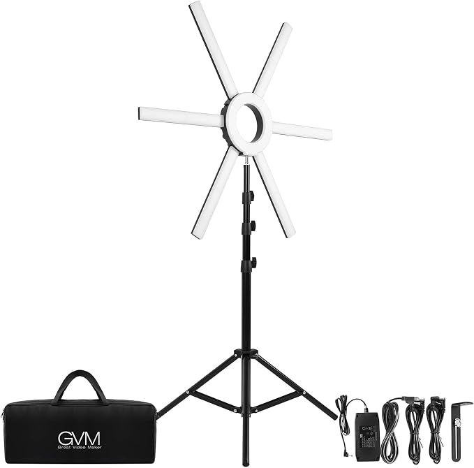 GVM Ring Light Kit with Tripod, 90W LED Circle Light with Detachable Light Bars Adjustable 3200K~5600K CRI 97+ Dimmable Bicolor LED Video Light for YouTube/Makeup/Vlogs/Live Streaming by GVMGreatVideoMaker