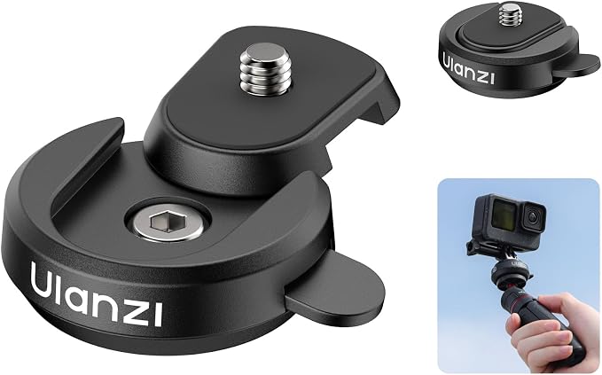 ULANZI CK01 Cka Quick Release Base Set Camera Accessories, Quick Setup Kit | with 1/4'' Screw for GoPro DJI Insta360 AKASO Action Cameras, Small Camera and Lights Super-Quick Switching by ulanzi