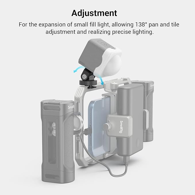SmallRig Mini Ball Head Cold Shoe Mount Adapter with 1/4"-20 Thread - 3577 | 1/4" Thread to Cold Shoe Adapter, Ball Head for Angle Adjustment, Mounts on Camera/Phone Cage for LED Light - Image 6