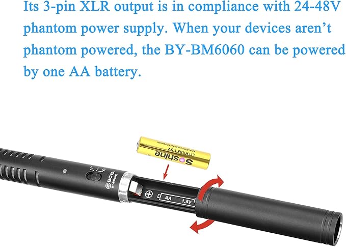 BOYA XLR Microphone, Shotgun Microphone BY-BM6060 with Shockmount Windscreen Mic for Camera DSLR External Condenser Professional Microphones for Video Interview ENG Film - Image 4