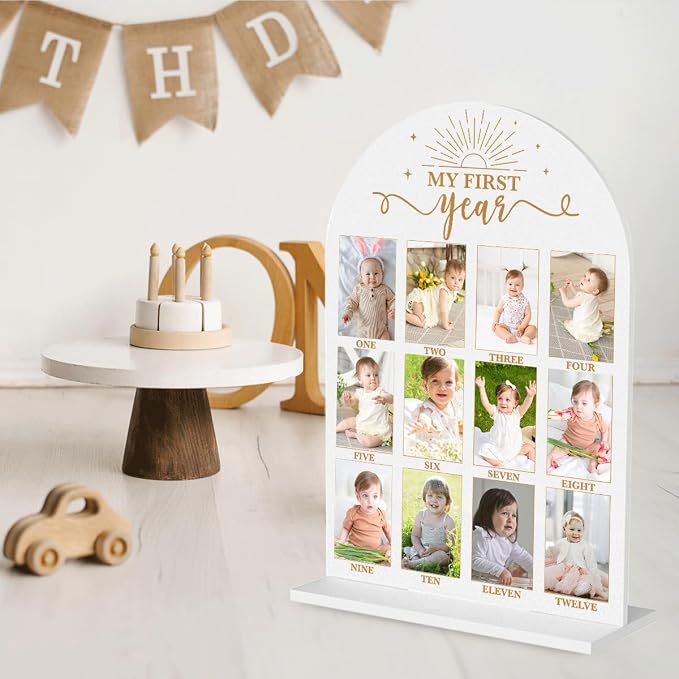 My First Year Photo Board Baby Milestone Signs One Year of Baby Photo Board, Best Babies Keepsake 10x14 Inches Acrylic Sign Decor Fits 2" x 3" Photo A05 - Image 5