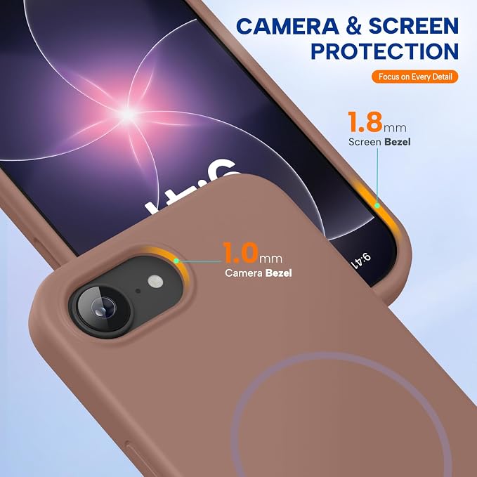 miracase Magnetic for iPhone 17e Case & iPhone 16e Case, [Soft Anti-Scratch Microfiber Lining], Compatible with MagSafe, Silicone Shockproof Protection Phone Case for iPhone 17e/16e, Chocolate - Image 7
