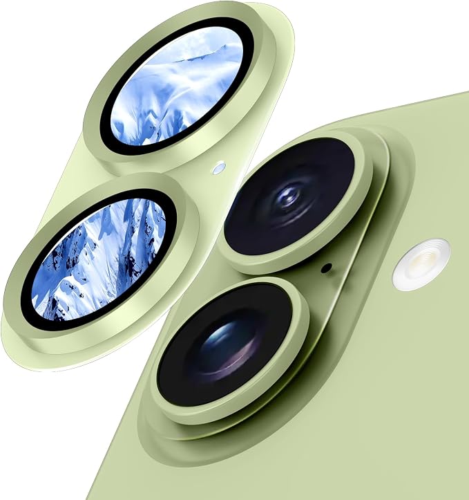 for iPhone 16/16 Plus/iPhone 17 Camera Lens Protector- Sage | Aluminum Alloy, Tempered Glass Camera Cover, Nano Reinforced Adhesive, Accessories, Anti-Drop, Anti-Scratch, Case Friendly by WumigooProducts