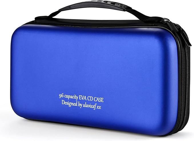 alavisxf xx CD Case, 96 Capacity Protective Zipper Disc Wallet for Car | EVA Shock-resistant, Double Zipper Closure, Portable Handle, DVD Storage Organizer, Anti-Slip Sleeves, for Home Office Travel by alavisxfxx