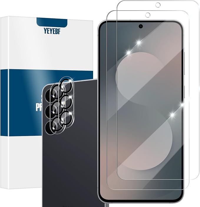 Screen Protector for Samsung Galaxy S25 FE, [2+2 Pack] Tempered Glass & Camera Lens Protectors[Ultrasonic Fingerprint Unlock] [Case Friendly] [Bubble-Free] Screen Protector Glass For S25 FE by YEYEBF