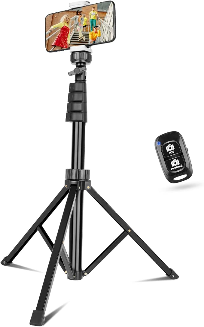 Sensyne 67" Phone-Tripod, Extendable Cell Phone Tripod Stand & Selfie Stick with Wireless Remote and Phone Holder, Compatible with iPhone Android Phone, Camera by sensyne