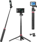 ULANZI MT-71 Tripod Selfie Stick & Vlog Handle with Magnetic Quick Release&1/4'' Screw, 59in Extendable Lightweight Tripod Stand (7-Section) for DJI Pocket 3/Insta360 X5 X4 X3 Series by ulanzi