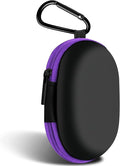 Oval Earbud Case Portable EVA Carrying Case Storage Bag Cell Phone Accessories Organizer with Carabiner for Earphone, Earbud, Earpieces, SD Memory Card, Camera Chips, Purple by Woyinger