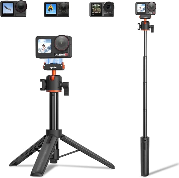 BRDRC Action 5 Pro Tripod Accessories, 21” Extension Rod Mini Table Desk Selfie Stick Portable Handle Grip Quick Release Stand with Cold Shoe for DJI Osmo Action 5 Pro 4 3 Camera by BRDRC
