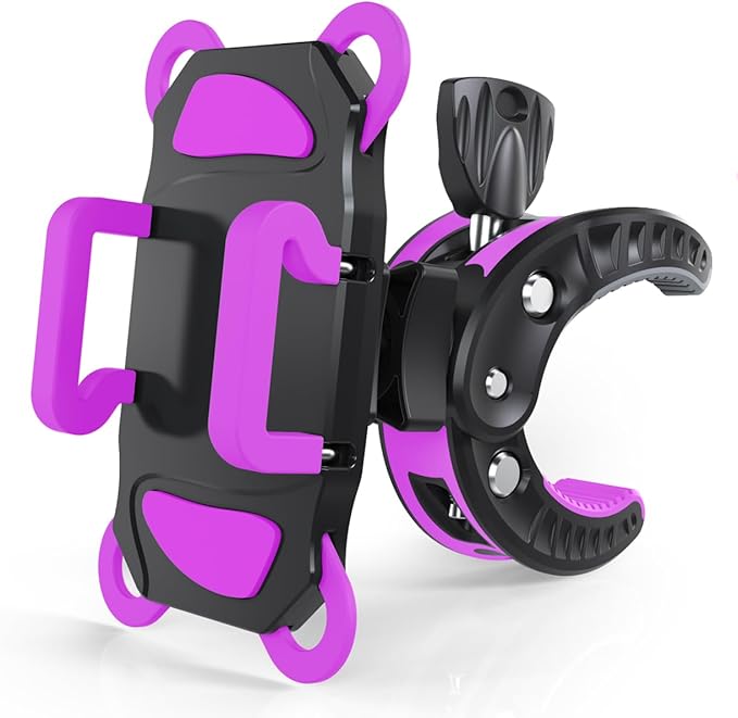 Crescendo CR-30 SlimClip Mic Stand Phone Holder, iPhone Clamp Mount, Pole Phone Mount, Microphone, Music or Drum Stand, Mic/Phone Clip - for iPhone, Samsung Galaxy, Pixel, Any Smartphone (Purple) by Crescendo