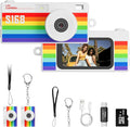 Mini Keychain Digital Camera, Y2K Retro Pocket Camera with 1.47 Inch Screen, 1440P Video, 2MP Photos, 16GB Card, Flash, Type C, Tiny Vintage Camcorder for Kids Teens Travel Vlog (Rainbow) by Dienspeak
