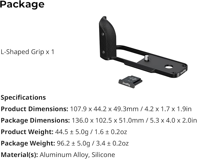 SmallRig X Half L-Shaped Grip for FUJIFILM X Half Camera, Built-in Quick Release Plate for Arca, Lightweight Ergonomic Silicone Handle with Hot Shoe Cover (Black) - 5332 - Image 9