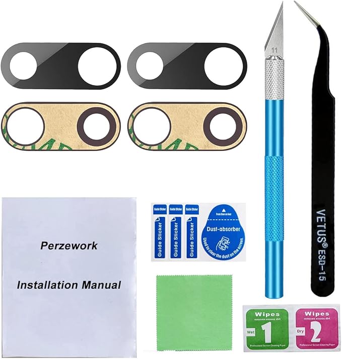 2 Pcs OEM Back Rear Camera Lens Glass Replacement for iPhone 8 Plus and 7 Plus with pre-Installed Adhesive and Reparing Toolkit by Perzework