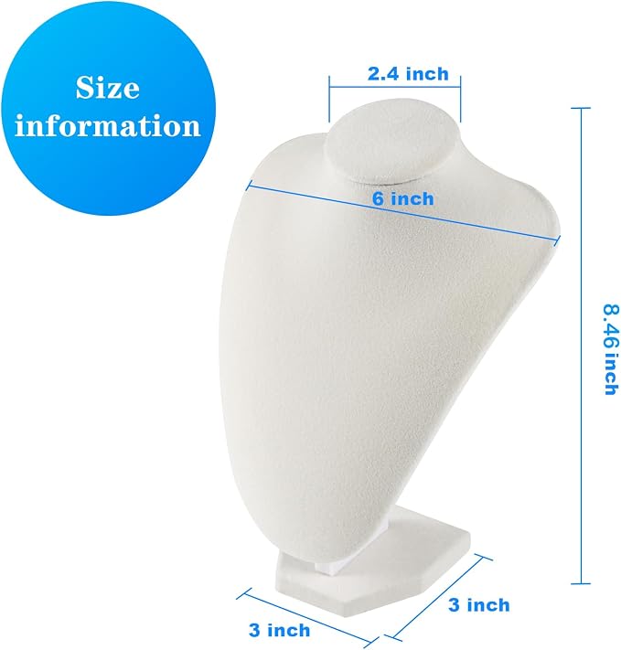 TENINYU Professional 3D Necklace Display Stand, Beige Velvet Jewelry Bust Holder, 8.5 Inch Chain Organizer Tower for Home Display (Beige) - Image 5