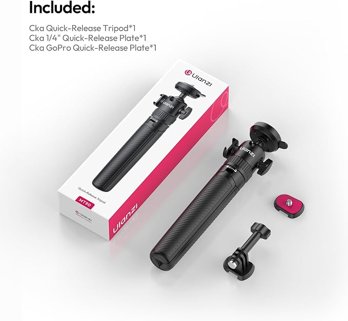 ULANZI MT90 2-in-1 Selfie Stick Tripod with CKA Quick Release, 5-Section Adjustable Aluminum Stand, 360° Ball Head & Cold Shoe for GoPro Hero/DJI Osmo Action/Insta360, Compact Cameras | 360° Ball Head & Cold Shoe Compatible with DJI OSMO Pocket 3/Pocke... - Image 8