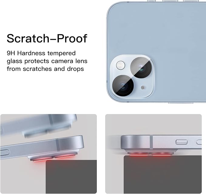 JETech Camera Lens Protector for iPhone 14/14 Plus, 3-Pack | 9H Tempered Glass, HD Clear, Anti-Scratch Protection, Night Shot Compatible, Case-Friendly - Image 7