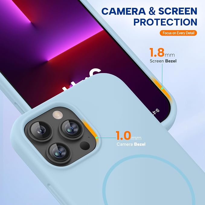 Miracase Magnetic for iPhone 13 Pro Case, Silicone, Soft Microfiber Lining - Image 4