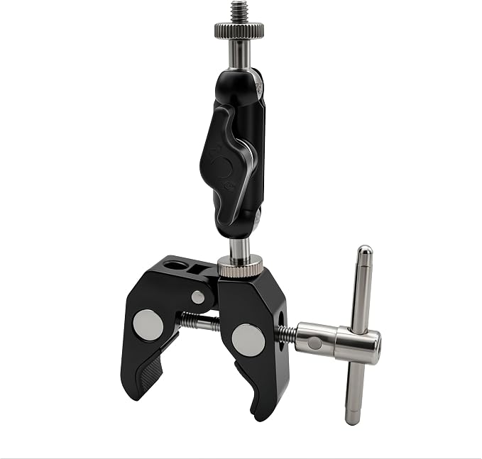 Super Clamp Mount with Dual Ball Head Magic Arm Heavy Duty Plastic Crab Compatible with GoPro, DJI Action 2, Insta360, Canon Nikon Sony Cameras, Field Monitor, LED Light, Microphone, Tube, Tripod by LSYRIA