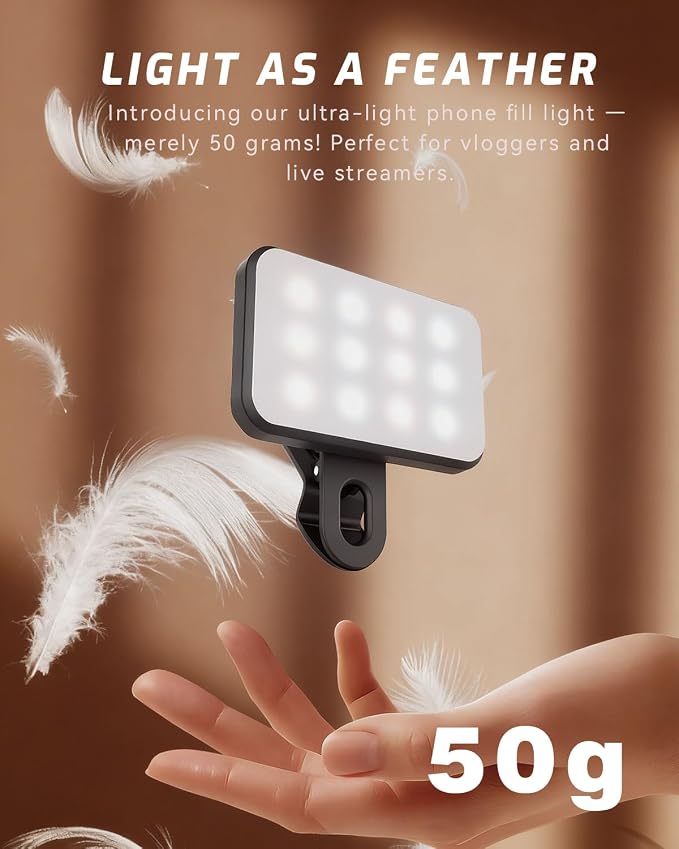 Portable Selfie Light for iPhone: Rechargeable Phone Fill Lights, Ring Light for Camera Picture, Makeup Photo, Video Conferences, Laptop Use, Zoom Meetings, TikTok, Vlog Photography - Image 2