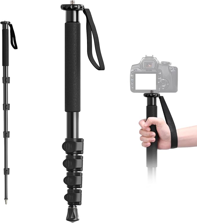 ULANZI TB12 Camera Monopod, 61" Aluminum Photography Monopod with 5-Section Height, Lightweight & Portable Camera Accessories, for Cameras Canon, Nikon & Sony Mirrorless & DSLR, Easy to Carry by ulanzi