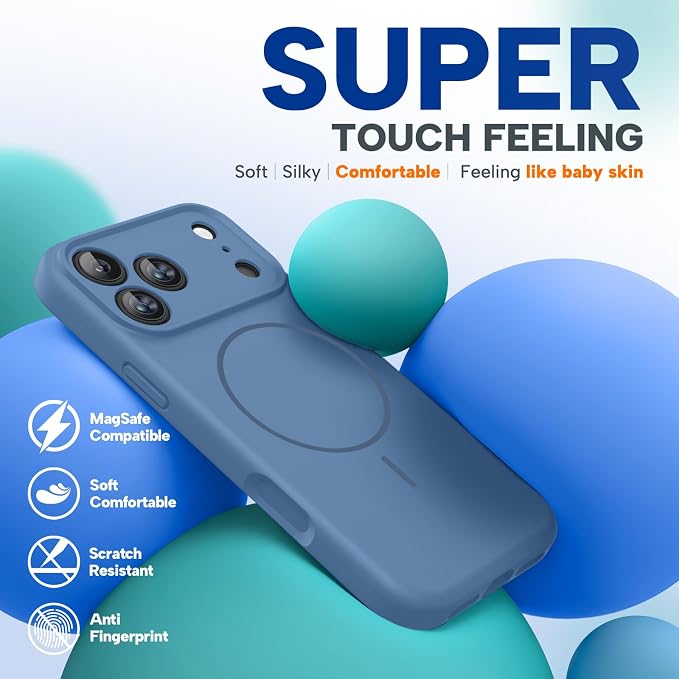 Miracase Silicone & Magnetic for iPhone 17 Pro Max Case, Glass Blue | Compatible with MagSafe, Camera Control Cover, Premium Silicone Cover Shockproof Drop Protection Phone Case for 17 Pro Max - Image 5