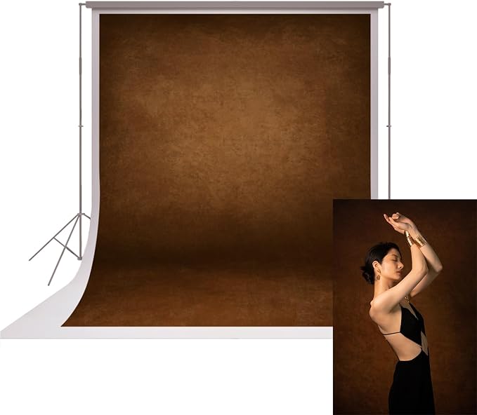 UrcTepics 8x16ft Brown Vintage Backdrop. Portraits and Headshots Cloth Backdrop with Abstract Textured Pattern. by UrcTepics