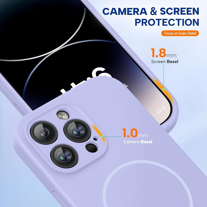 miracase Magnetic for iPhone 14 Pro Max Case, [Soft Anti-Scratch Microfiber Lining], Compatible with MagSafe, Silicone Shockproof Protection Phone Case for iPhone 14 Pro Max,Light Purple - Image 8