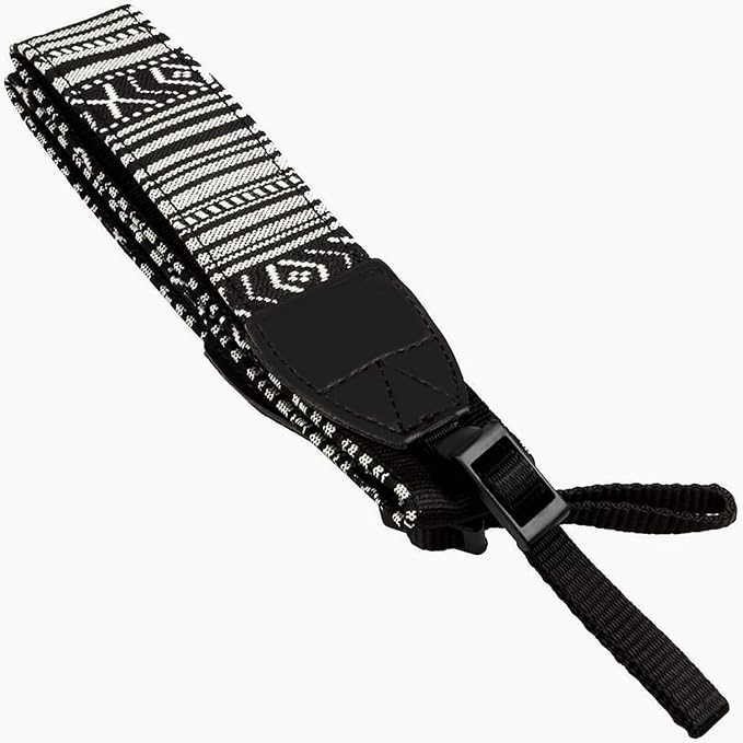 Camera Strap Canvas BlackWhite Shoulder Strap with Release Buckles | Adjustable Vintage Neck Shoulder Carrying Strap with Quick Release Buckles for DSLR SLR Most Digital Cameras - Image 7