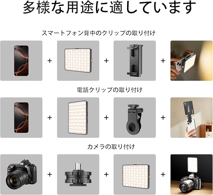 LED Portable Selfie Light, Video Conference Lighting Quality Lithium Battery CRI 97+, Clip & Camera Tripod Adapter, 3 Light Modes for Phone - Image 5