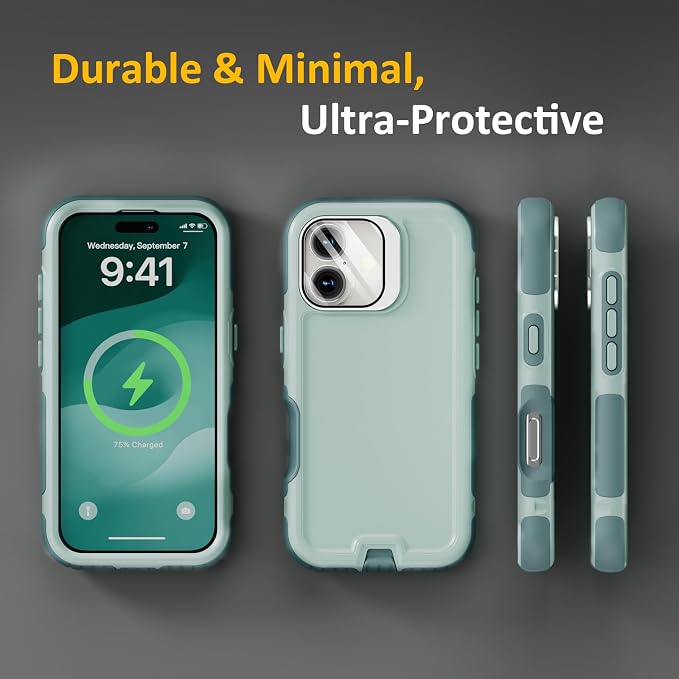 Follaroma Magnetic for iPhone 17 Case with Camera Cover Stand, Green, 6.3" | Built-in Glass Camera Cover Stand,Compatible with MagSafe,Heavy Duty Shockproof Protective,Military-Grade Anti-DropDual Case - Image 8