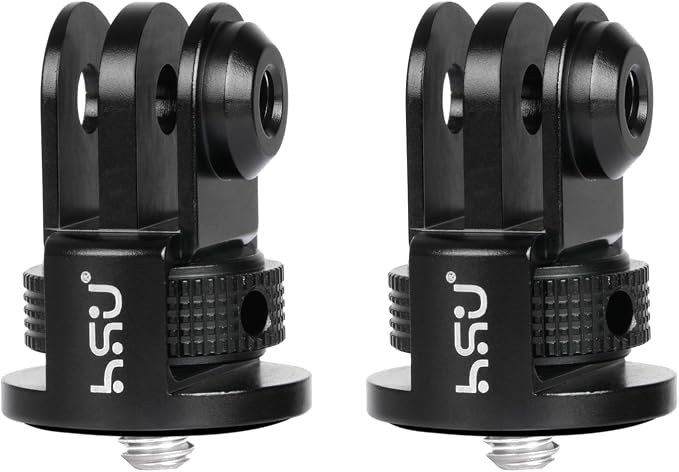 HSU Aluminum Camera Tripod Mount Adapter, 1/4"-20 Camera Mount (Black) | for GoPro Hero 13/12/11/10/9/8/7 Insta360 X3/X2/X/RS/R, Osmo Action, and Other Cameras ( 2 Pack) by HSU