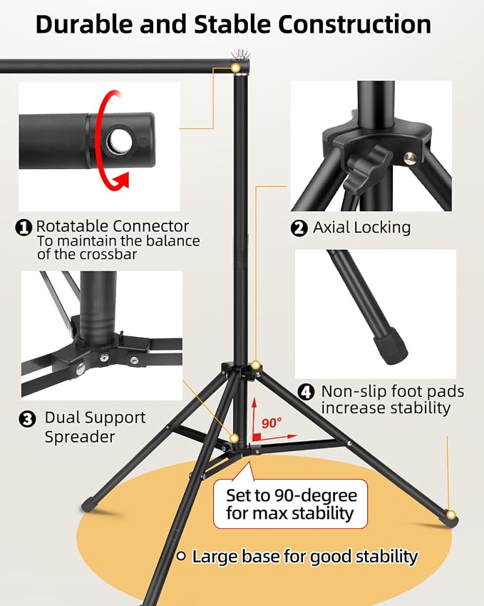 Hemmotop Photo Backdrop Stand, 10x7ft, Secure Straight Thread Connection | Stable Metal, Fits Banner, Projector Screen, Background, Balloon, Ideal for Photoshoot, Wedding, Birthday, Baby Shower Party - Image 7