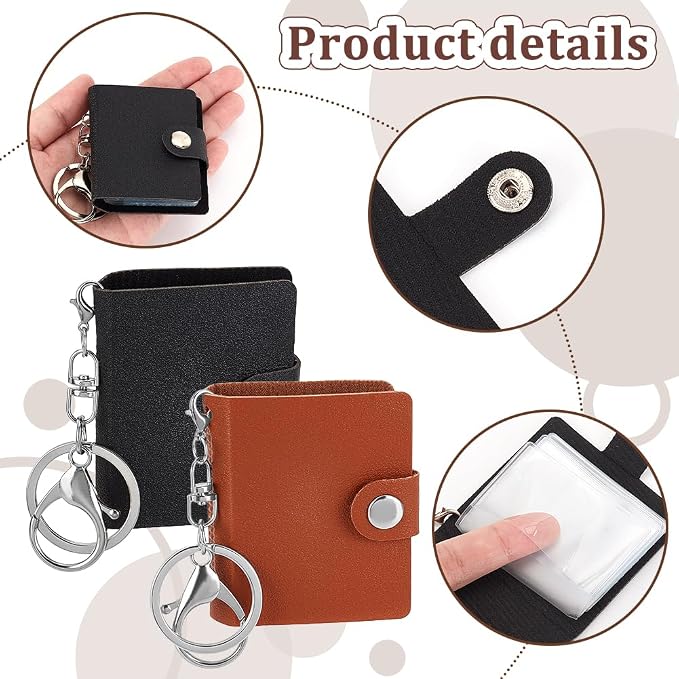 AHANDMAKER 4 Pack 2.5Inch Mini Small Photo Album with Keychain Pocket Photo Album Keychain Leather Photo Insert Keychain for Picture Photo Card Holder Storage Birthday Gift, KEYC-GA0001-36-US20 - Image 3