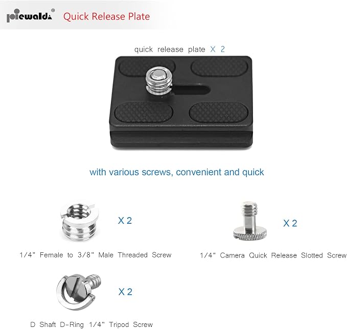 Niewalda PU50 Quick Release Plate Arca Swiss Plate with 1/4" Slotted Screw | Universal Tripod Quick Release Plate for Tripod, Includes D-Ring Fastener, Fits Monopod Stabilizer and Benro Gitzo Systems - Image 4