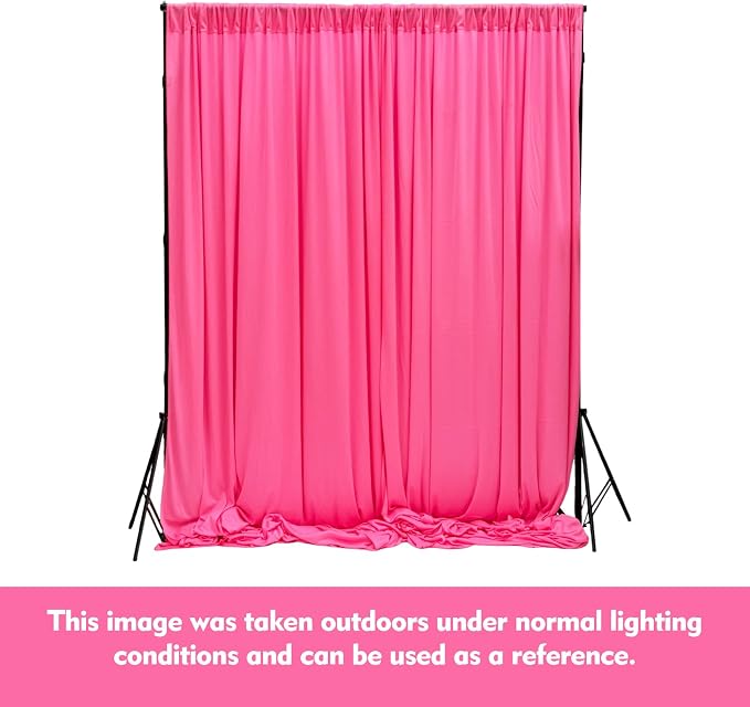 10ft x 10ft Fluorescent Pink Backdrop Curtains for Parties, Polyester Fabric Backdrop Drapes with Rod Pockets for Weddings, Birthday, Mother's Day, Graduation Party Background Curtain, 2 Panels - Image 7