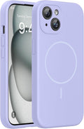 Miracase Silicone & Magnetic for iPhone 15 Plus Case, Light Purple | Compatible with MagSafe, Soft Microfiber Lining, Liquid Silicone Case Shockproof Drop Protection Phone Case for 15 Plus by Miracase