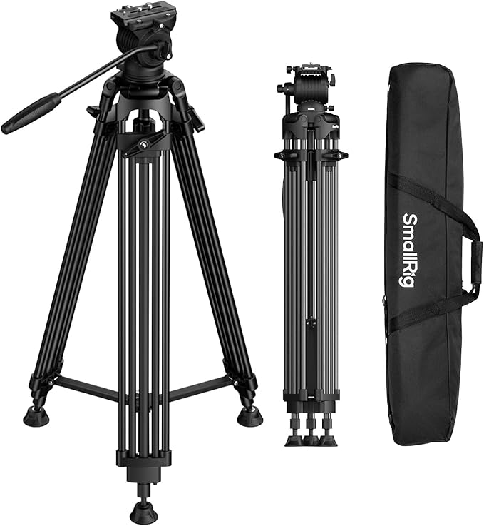SmallRig FreeSpeed Heavy Duty Video Tripod, 74" Camera Tripod with 360° Fluid Head for Manfrotto Plate, One-Knob Quick Extend, 75mm Bowl, Load up 17.64lb for DSLR Mirrorless Camera, Camcorder- FSD14 by SmallRig