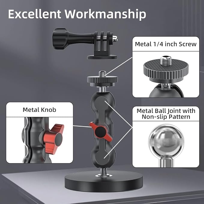 Magnetic Camera Mount, Magnetic Camera Car Mount with 2 Ball Head Attach to All Metal Surfaces Compatible with GoPro Hero 13/12/11, DJI Osmo 360, Action 6/5 Pro/4, Insta 360 X5/X4, AKASO nd More - Image 5