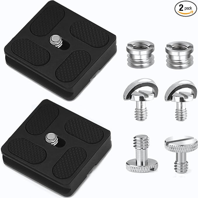 Niewalda PU-40 Aluminum Quick Release Plate with 1/4", 3/8" Mount Screw | Tripod Mounting Plate for SLR Camera Tripod, Includes 1/4" D-Ring Screw/Slotted Screw and 3/8" to 1/4" Mount Screw Adapter by Niewalda