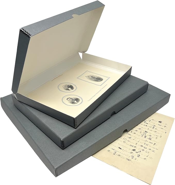 Lineco Clamshell Archival Storage Box, 16.5x20.5x1.75 Inch, Gray | Acid-Free with Metal Edge Boxboard, Organize and Store Photos Documents Cards Negatives Magazine Prints Family Records DIY - Image 8
