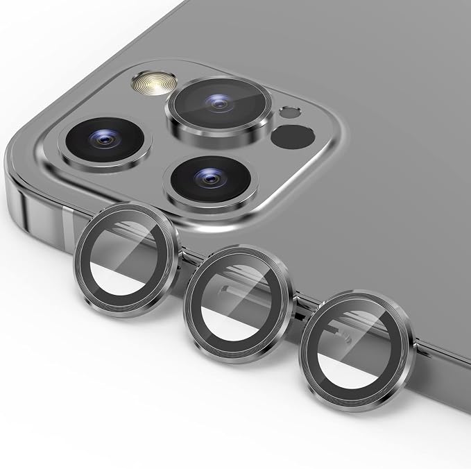 YWXTW [1 SET Camera Lens Protector Compatible with iPhone 12 Pro Max 6.7 inch, [Installation Tray] Aluminum Alloy Tempered Glass Camera Circle Cover by YWXTW