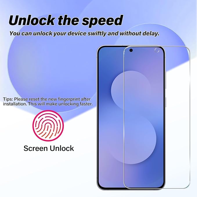 BIGFACE Galaxy S25 FE Tempered Glass Screen Protector + Camera Lens Protector [2 + 2 Pack][Case Friendly][Anti-Scratch][Ultrasonic Fingerprint Unlock] HD Protective Film for Samsung Galaxy S25 FE - Image 3