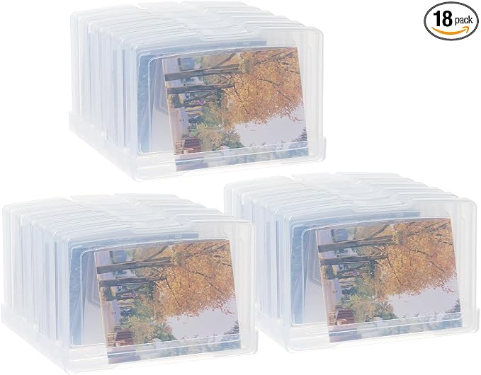 novelinks 6 Pcs 4"x6" Plastic Photo Storage Boxes with Tray (Clear 3Pack) | Photo Organizers and Storage, Task Boxes for Special Education, Flash Card Holder, 4x6 Index Card Holder, Picture Boxes by novelinks