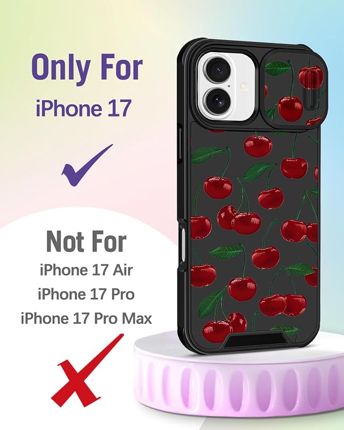 Buleens for iPhone 17 Case 6.3 Inch - with Ring Stand & Camera Cover Aesthetic Cute Designed for Women Girls Girly Pretty Kawaii Cherry Unique Teen Phone Case for iPhone 17 Compatible with Magsafe - Image 2