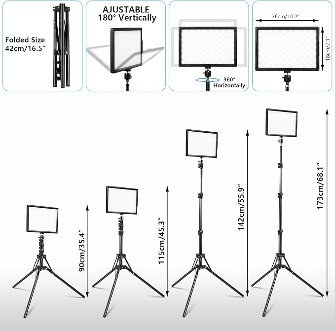 15W LED Photo Video Light 2-Pack, 69" Photography Lighting Kit for Camera | Bi-Color Dimmable LED Continuous Lights, 2800-6500K CRI 97+ 2000LM for Studios,YouTube TikTok Video Recording,Game Streaming - Image 2